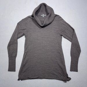 Smartwool Merino Sweater Women Medium Minturn Drape Cowl Neck Pull Over Taupe
